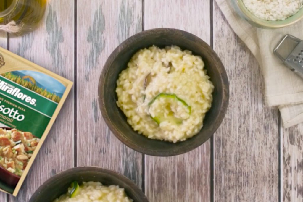 Arroz Risotto Miraflores con berenjena y zapallo italiano