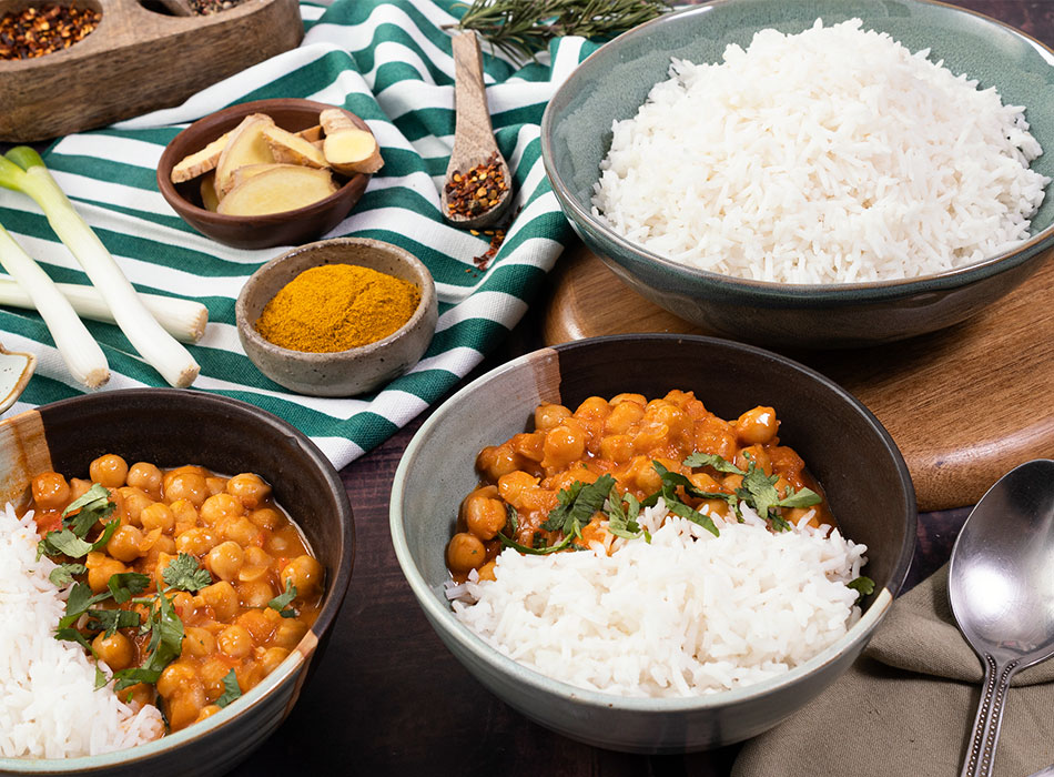 Arroz Basmati con Curry Garbanzos