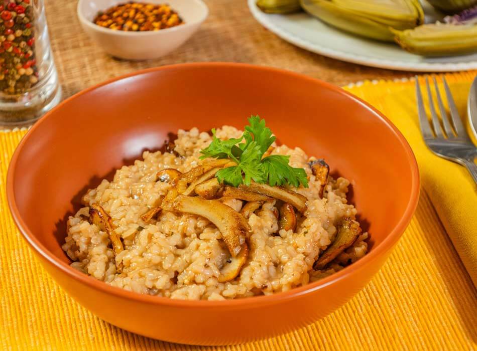 Risotto Champiñón con alcachofas