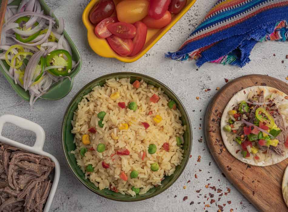 Arroz Primavera con tacos 